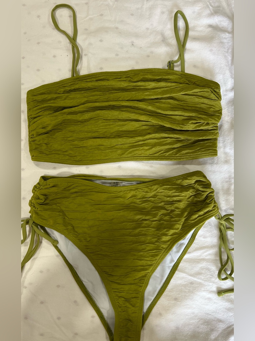 Olive Green Ruched Bikini Set